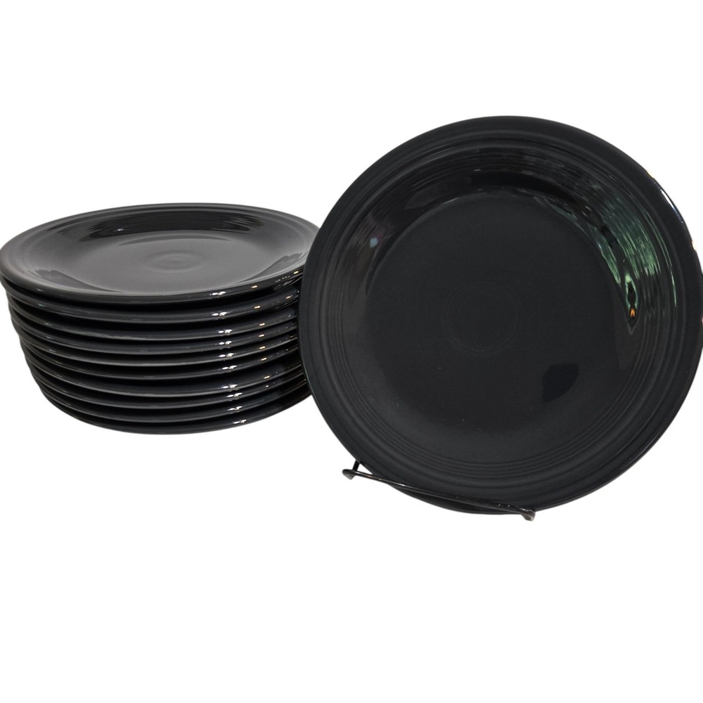 Set of 4 Fiesta Dinner Plates 10.5" Slate Gray Concentric Ring Design 11 Avail.